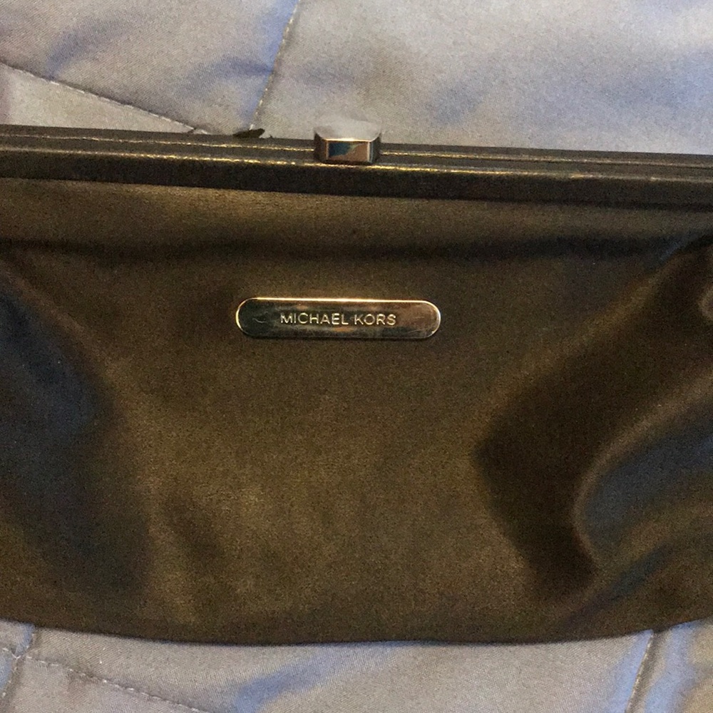 Michael Kors satin clutch black snap top